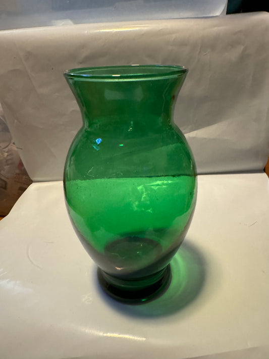 Green Depression Glass 7" Vase Anchor Hocking Vintage