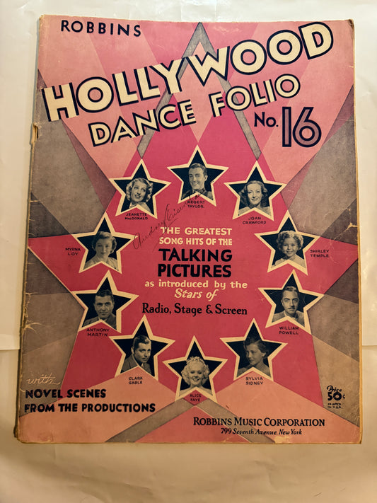 Hollywood Dance Folio #16 1936 VG+ 4.5 Shirley Temple 64pg 15 Songs Sheet Music