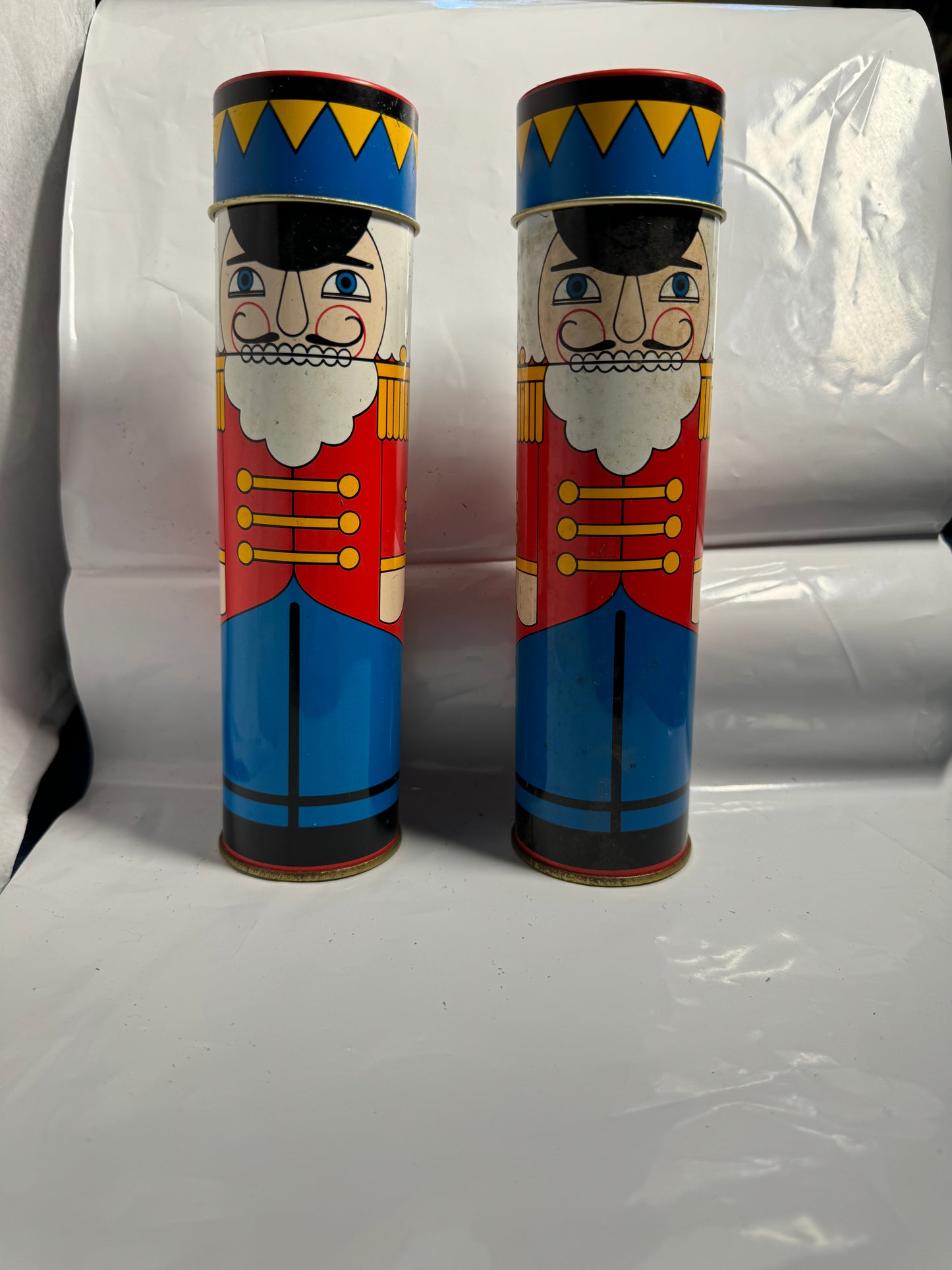 Avon 1984 Toyland Soldier collectible Christmas candy tins set of 2 Vintage