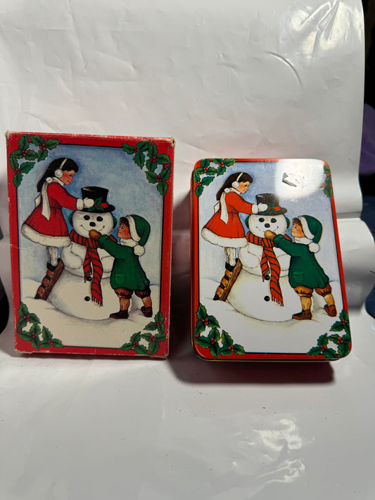 Christmas Around The World Snowman Soap in Tin 4 Bars In Box 1980's Vintage