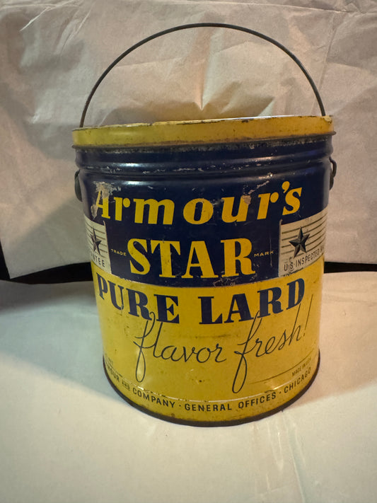 Armour's Star Pure Lard  Flavor Fresh. Textured, 4 LB Tin Bucket w/Handle