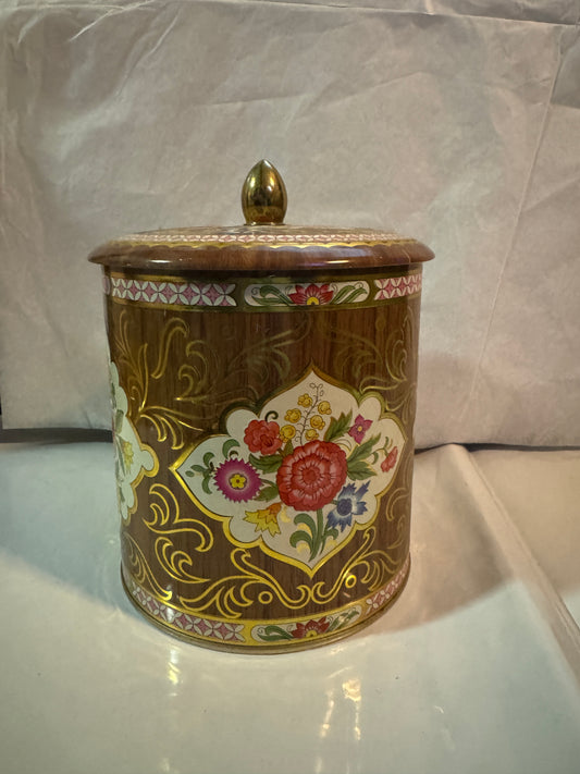 Beautiful Container with Lid Decorated with Roses Made In England Vintage