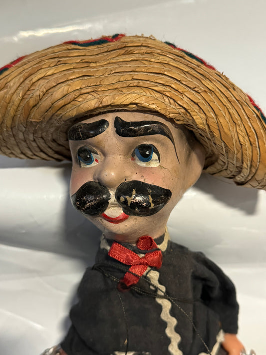 Mexican Bandito Gun Toting Bandit Puppet Marionette Vintage