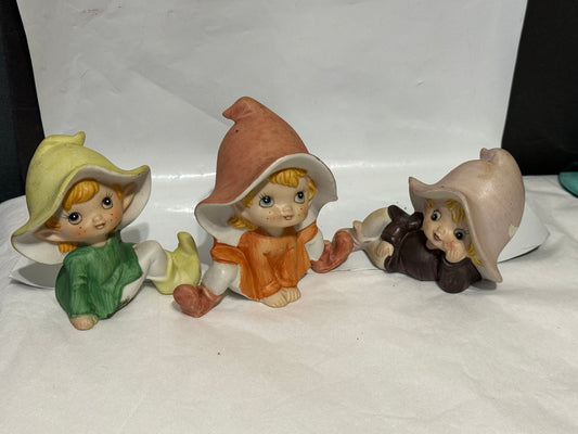 Pixie Bisque Figurines Homeco (set of 3) VINTAGE