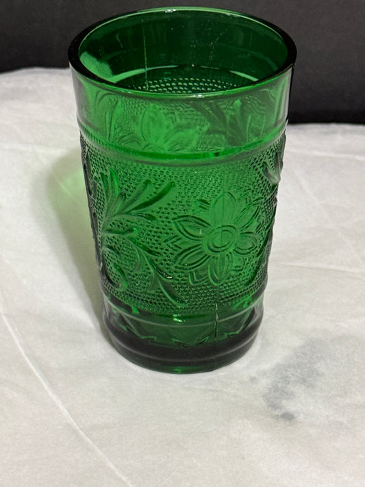 Anchor Hocking Forest Green Juice Glass Vintage