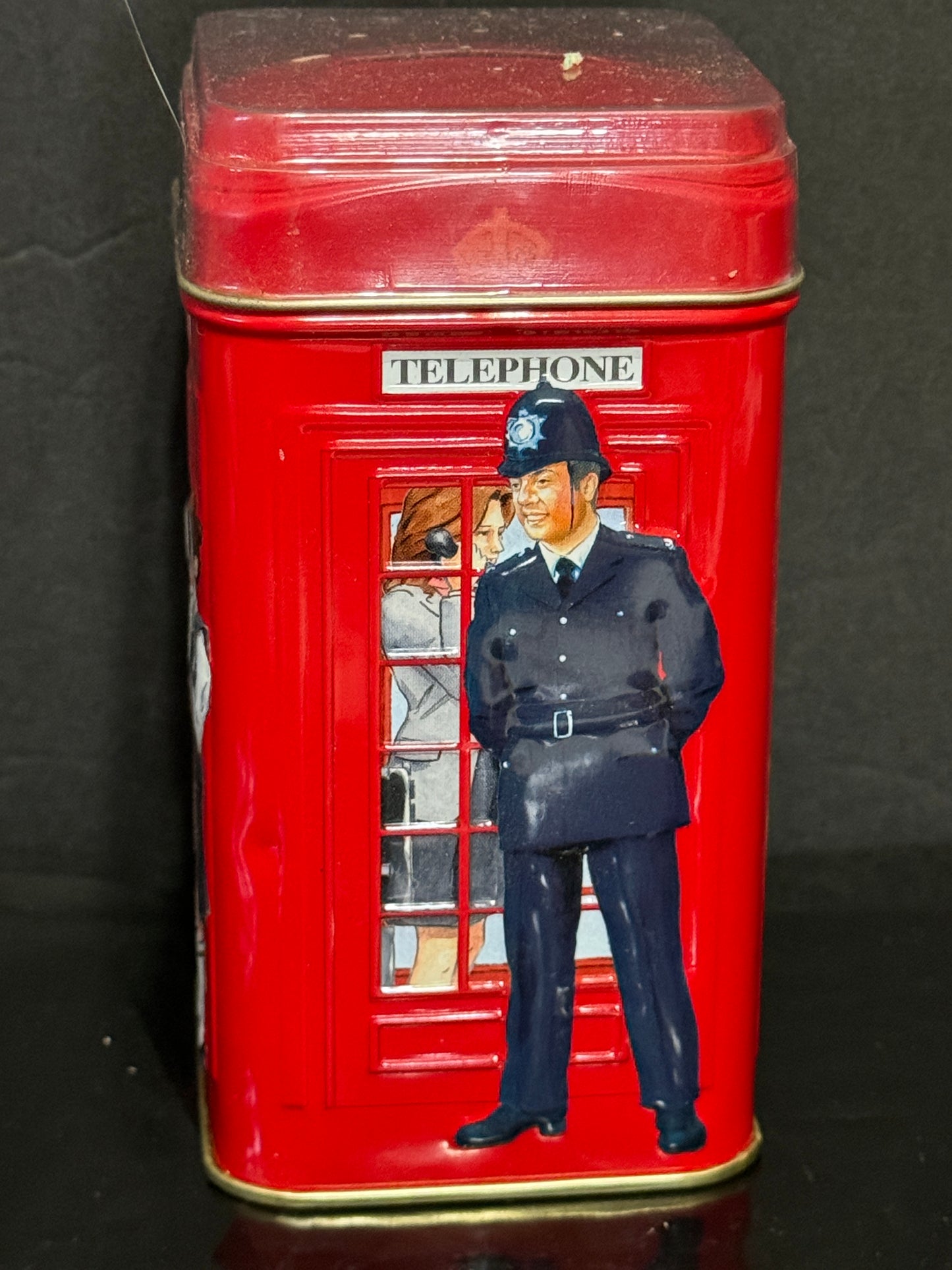 Red British Telephone Booth Tin London England