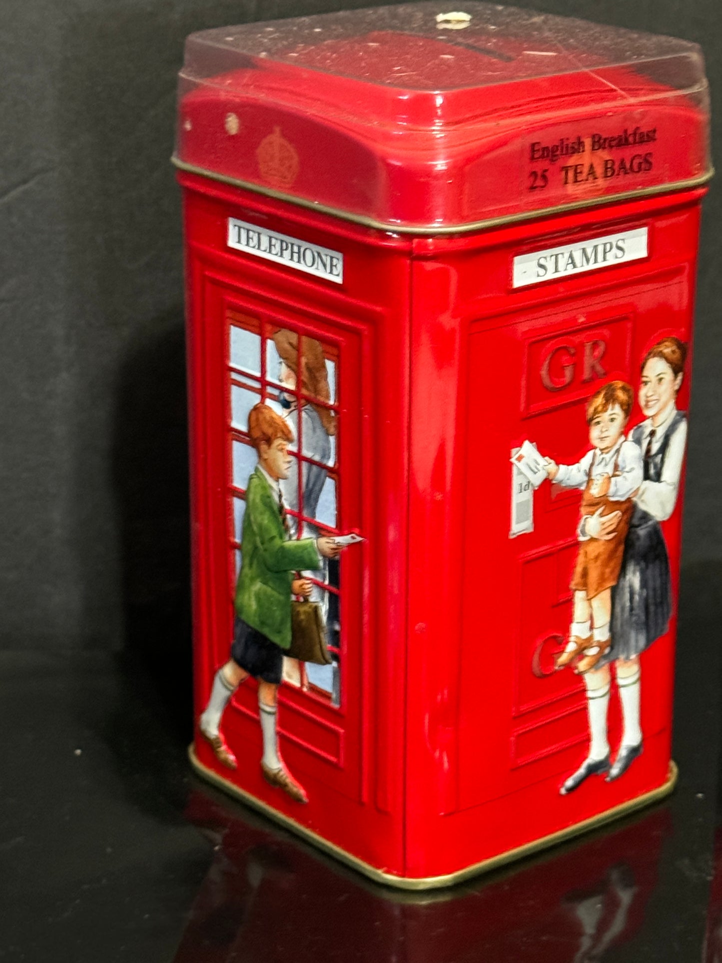 Red British Telephone Booth Tin London England