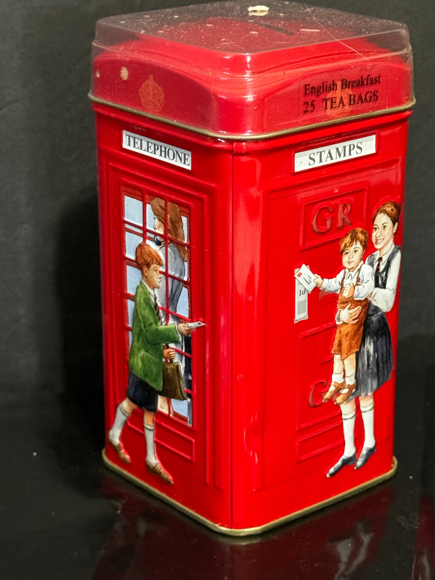 Red British Telephone Booth Tin London England