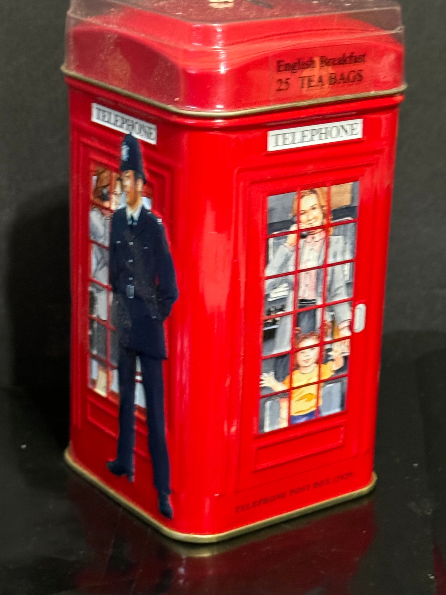 Red British Telephone Booth Tin London England