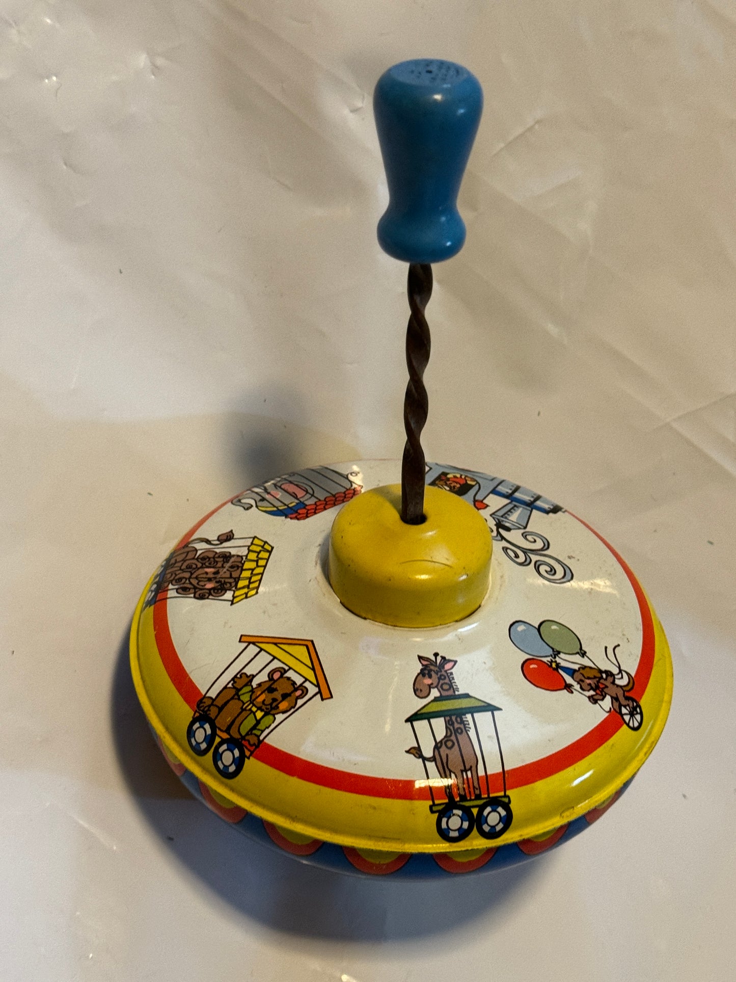 Ohio Arts USA Metal & Wood  Toy Spinner Circus Train Motif Colorful vintage