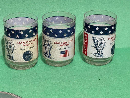 NASA Apollo 11 Commemorative Man on the Moon Tumbler (set of 3) Vintage