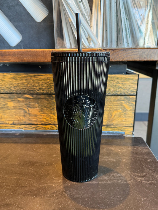 Starbucks 2024 Elegant Black Pleated Cold Cup - NEW