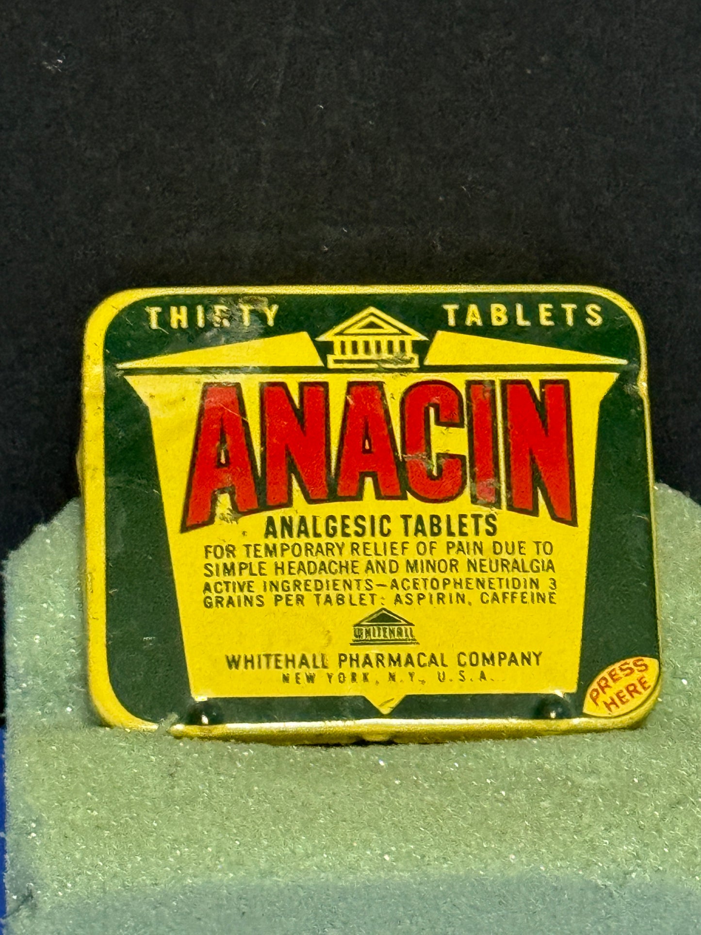 Anacin Analgesic 30 Aspirin Tablet Tin~ Empty VINTAGE