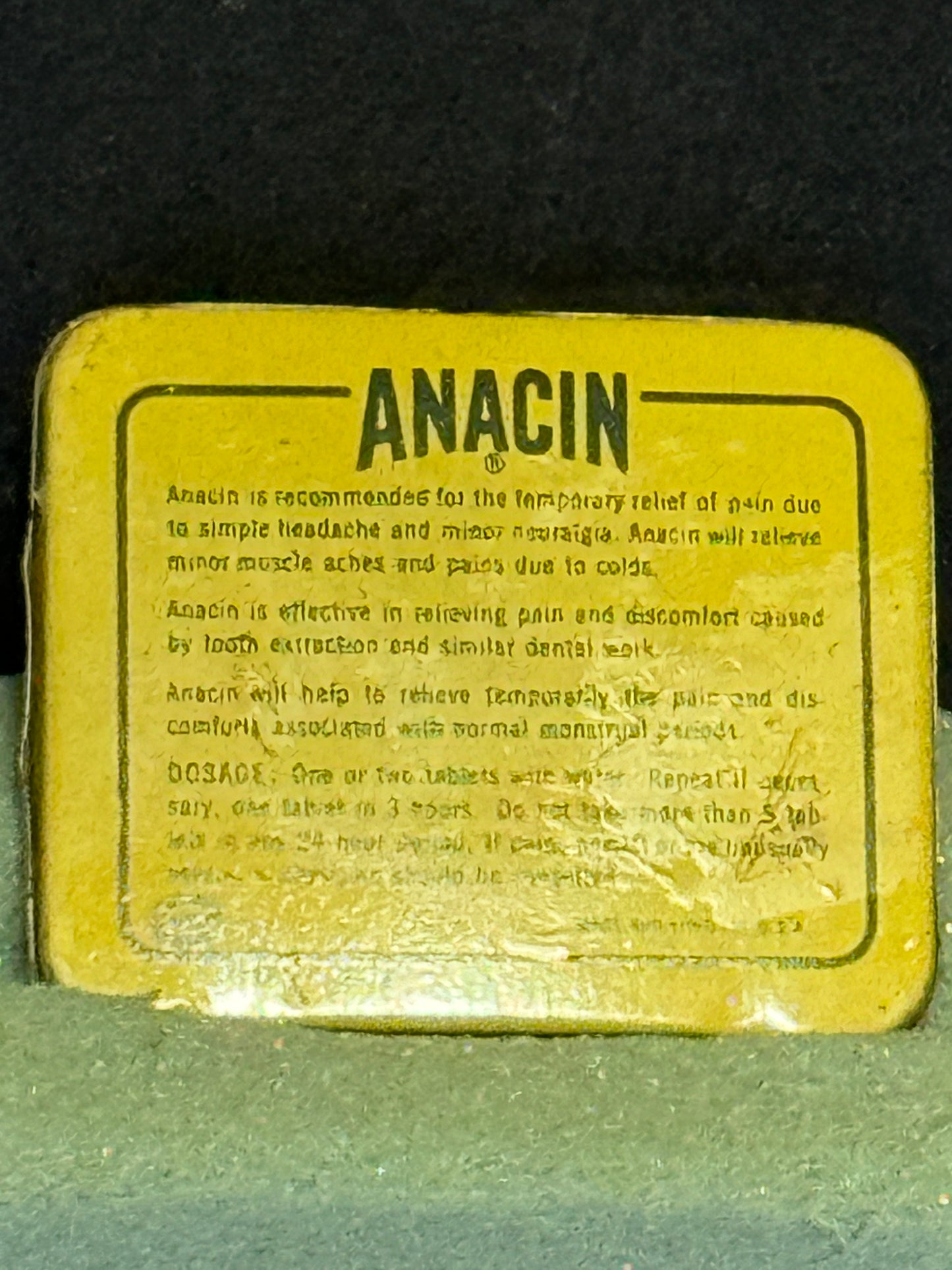 Anacin Analgesic 30 Aspirin Tablet Tin~ Empty VINTAGE