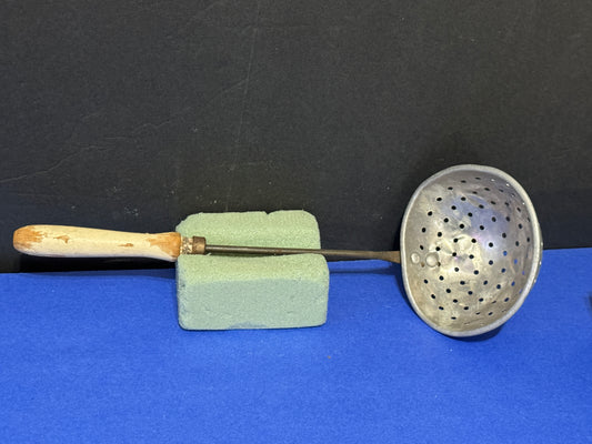 Wooden Handle Strainer Ladle Utensil VINTAGE