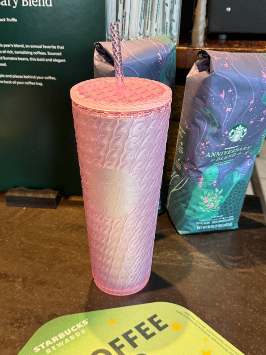 Pink Chain Tumbler Cherry Blossom Winter Collection 2024 Starbucks VENTI