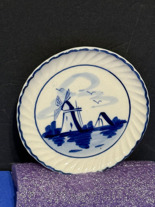 Delft Blue Windmill 4 inch Saucer - Vintage