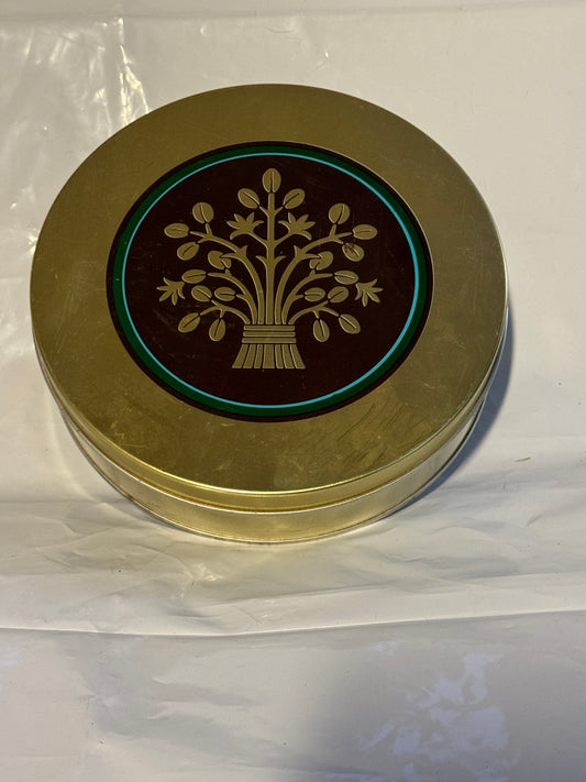 Gold with a Tree Round Tin - VINTAGE