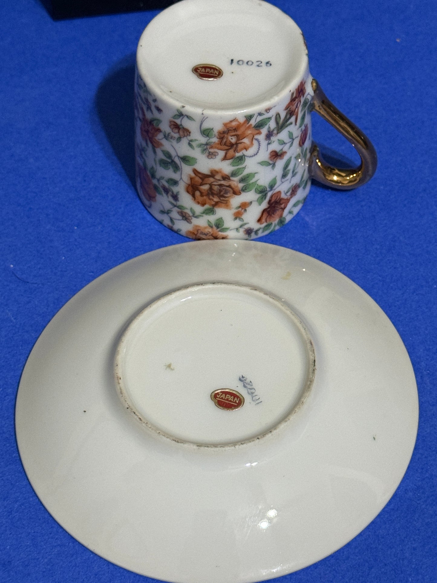 Mini Rose Tea Cup and Saucer Set Inarco - VINTAGE