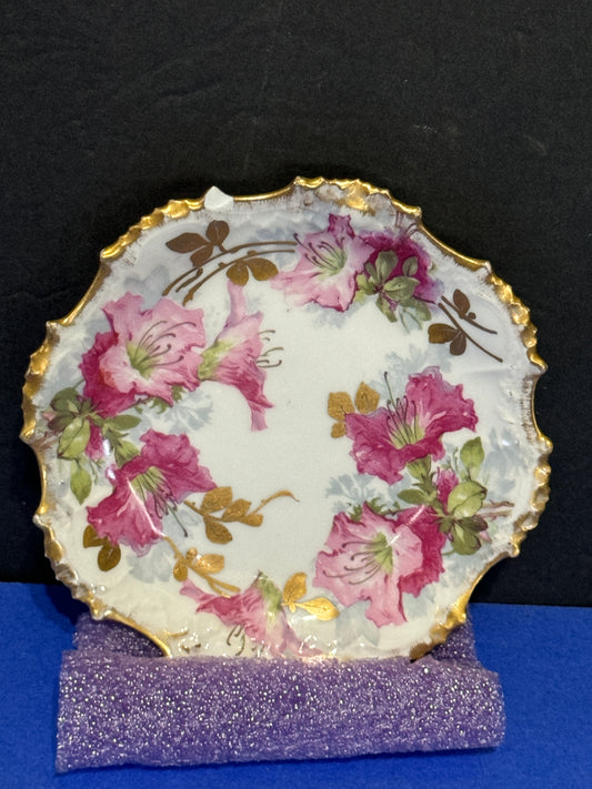 Beautiful Limoges Floral 6 inch Plate with Gold Accents - VINTAGE