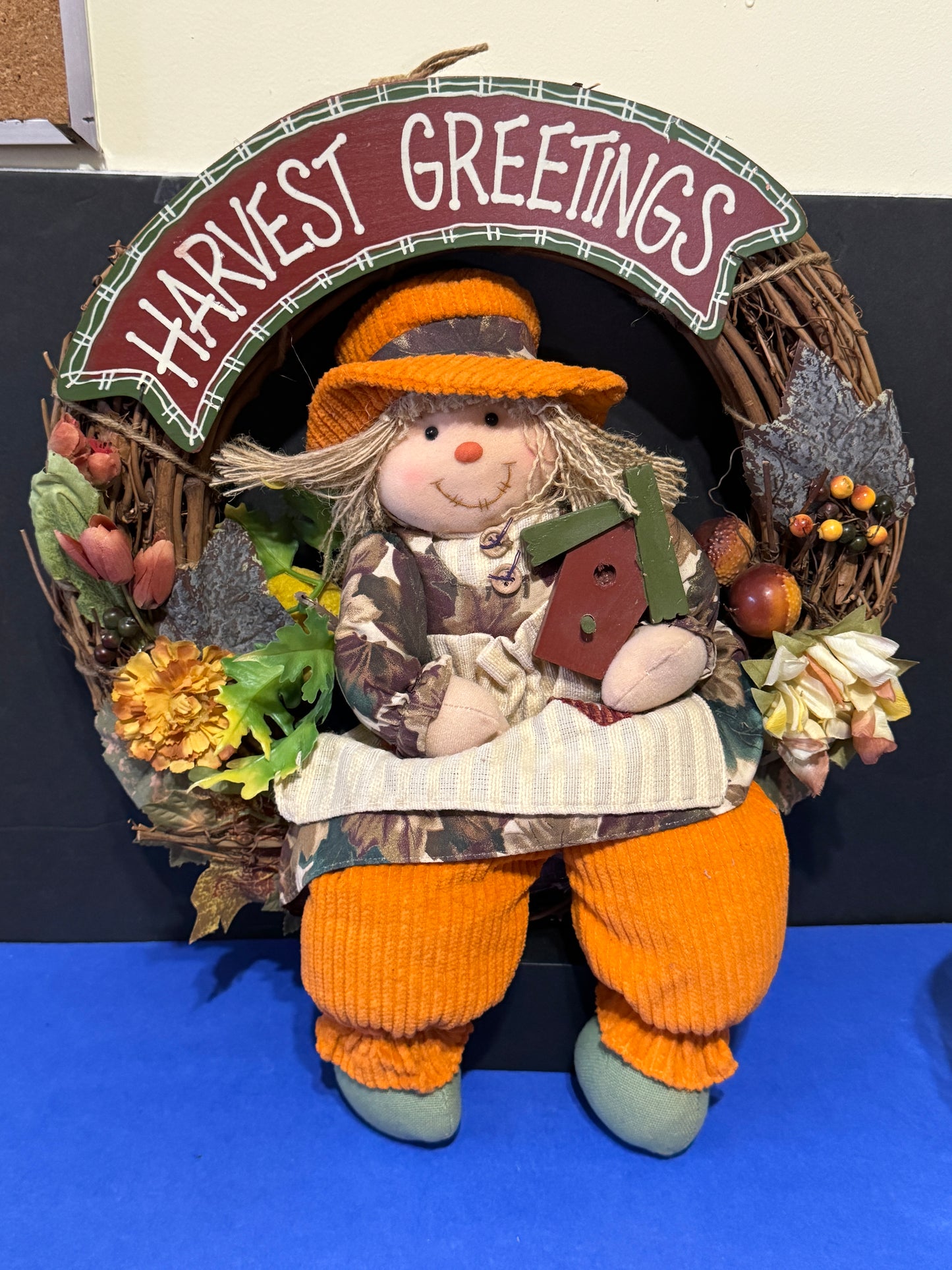 Fall Scarecrow Wreath - Handmade - VINTAGE