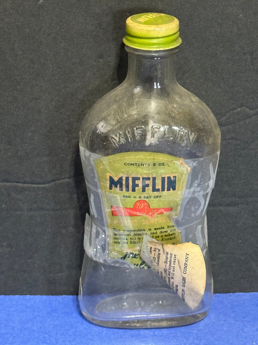 Mifflin 70% Isopropyl Alcohol 5oz Bottle with original cap - Vintage