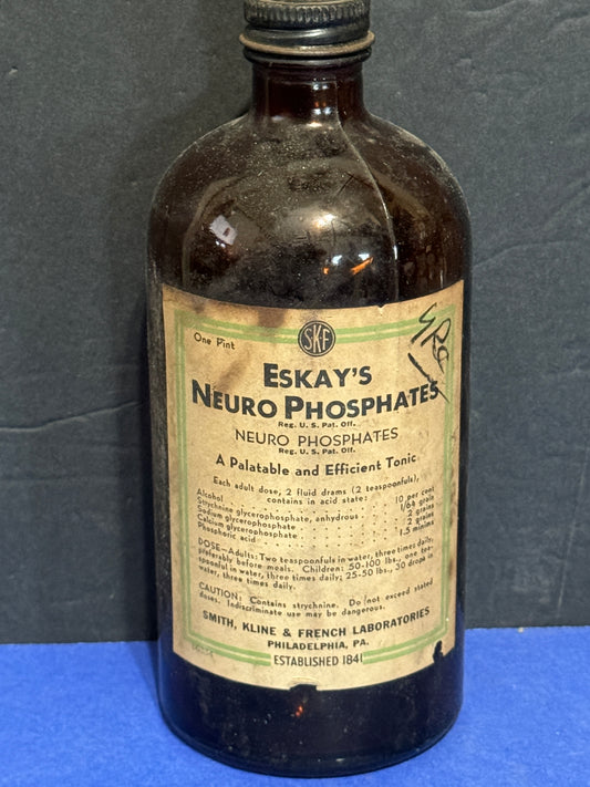 Medicine Bottle Eskay's Neuro Phosphates One Pint - Vintage