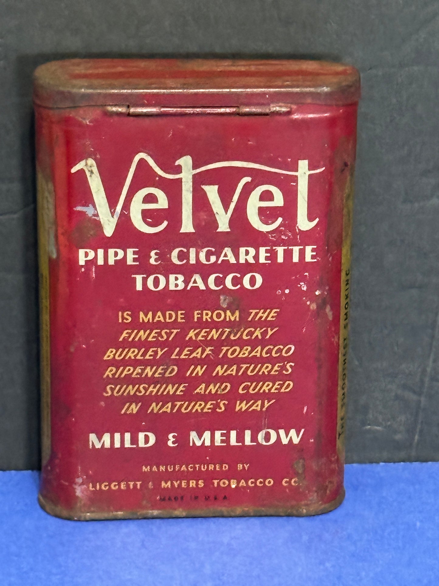 Great Velvet Tobacco Tin - Vintage