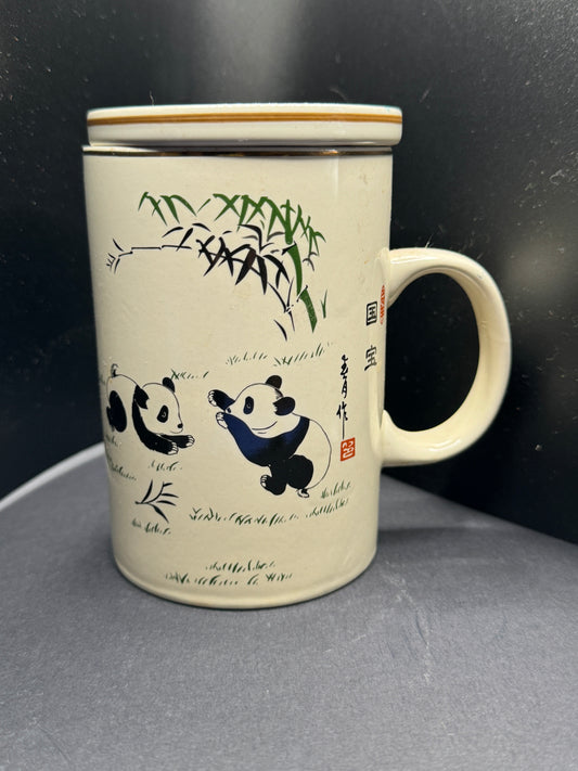 Panda Bear Porcelain Coffee Mug Bamboo Chinese Symbols World Market