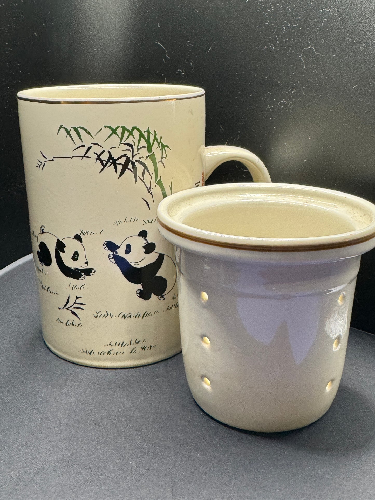 Panda Bear Porcelain Coffee Mug Bamboo Chinese Symbols World Market