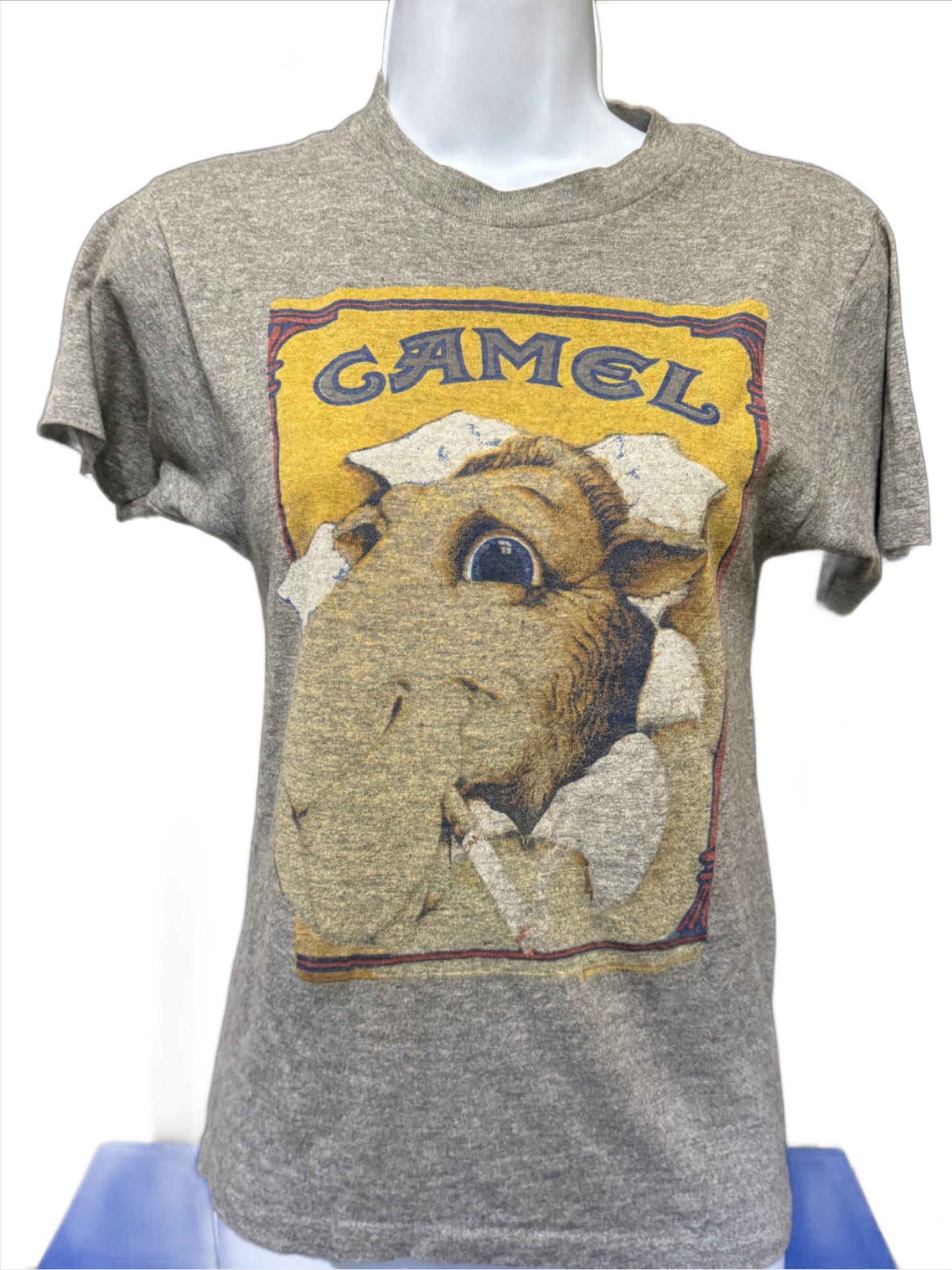 Joe Camel Cigarettes 80s Heather Gray T-Shirt Tri 1980s - VINTAGE