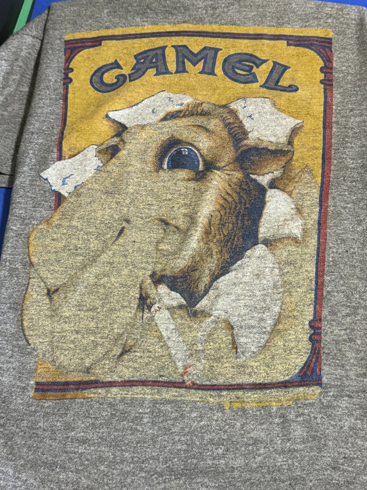 Joe Camel Cigarettes 80s Heather Gray T-Shirt Tri 1980s - VINTAGE