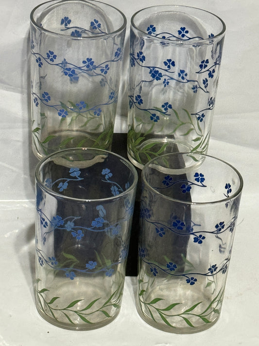 Juice Glass - Little Blue Flowers (set of 4) - VINTAGE