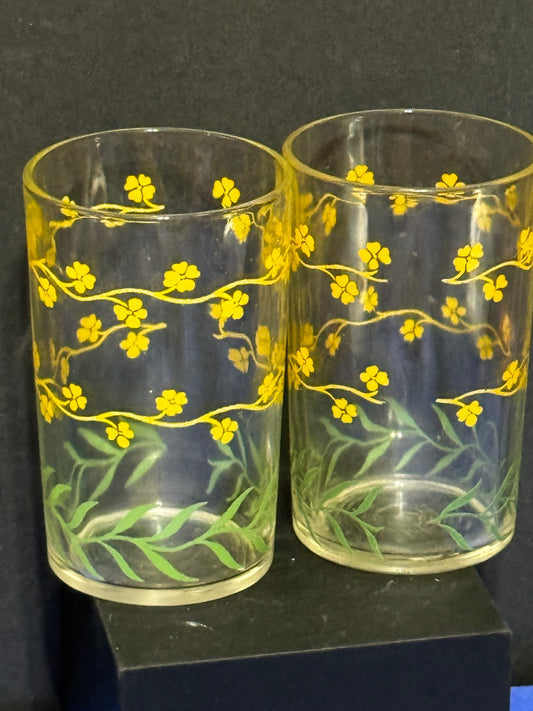 Juice Glass - Little Yellow Flowers (set of 2) - VINTAGE