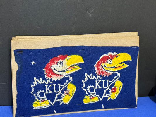 Kansas Jayhawk Mascot on felt - Vintage