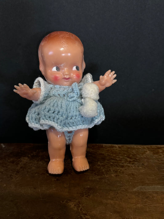 Irwin Kewpie Talcum Powder Doll 7" Crochet Dress & Panties