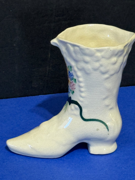 Victorian Lady's Boots Porcelain and Floral Decorations - VINTAGE