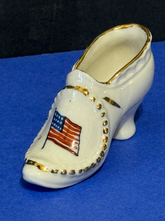 Lady's Shoe/Boot with American flag Planter Porcelain - VINTAGE