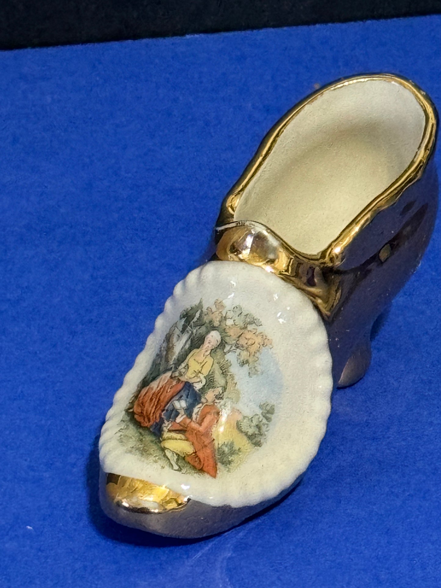 Lady's Shoe Victorian Porcelain with Couple - VINTAGE