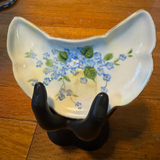 Lefton Hand Painted Blue Forget Me Knots  Bone China Dish stamped SL4186 Vintage