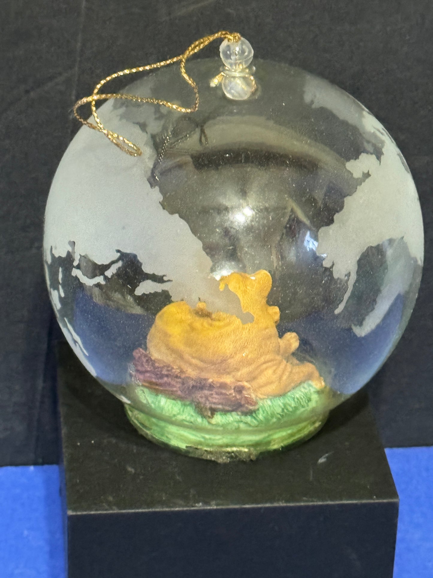 Lillian Vernon Glass Ball Ornament With Lions And Box - VINTAGE