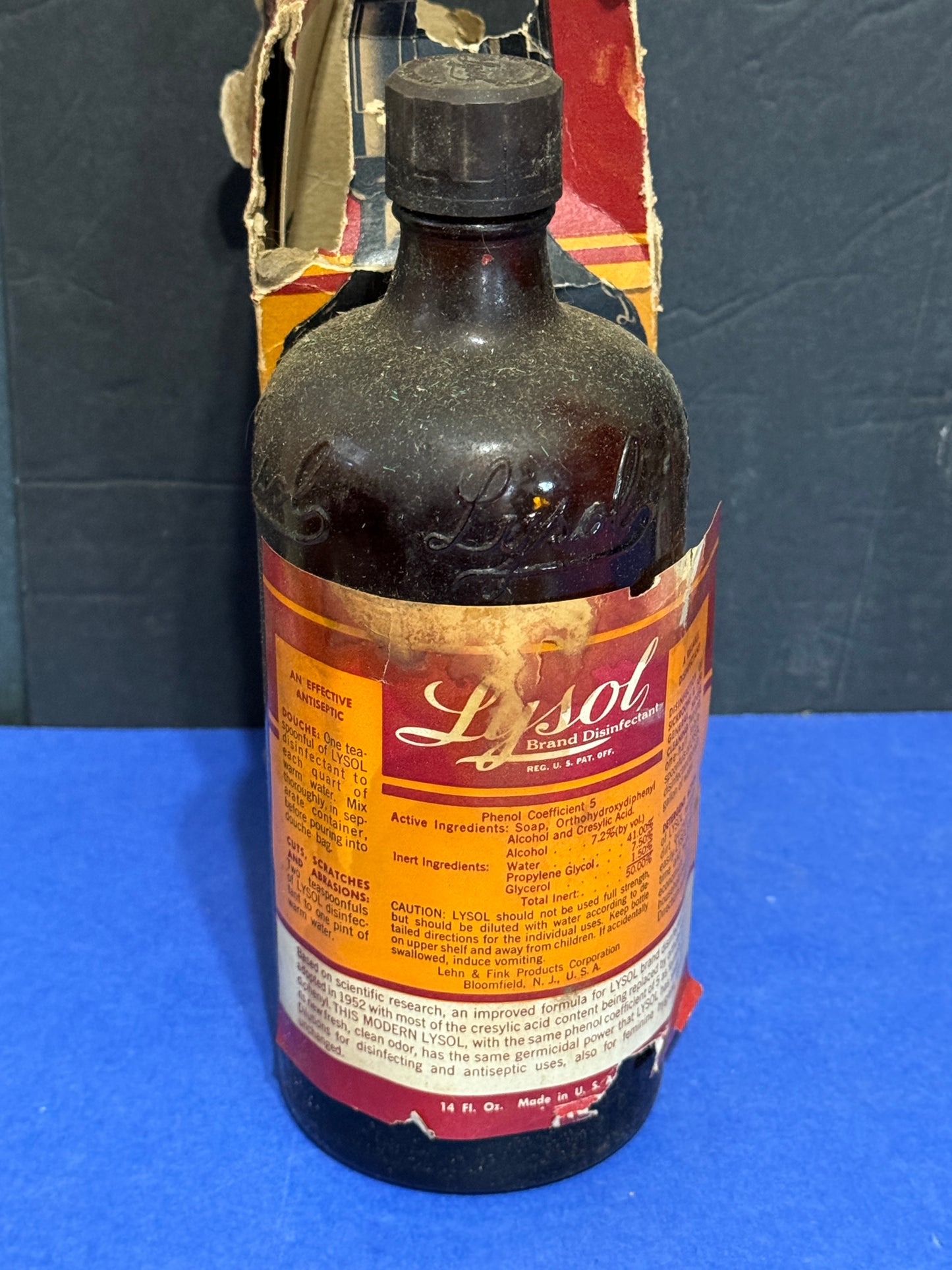 Lysol Brand Disinfectant Bottle 14fl oz in Original Box - Vintage