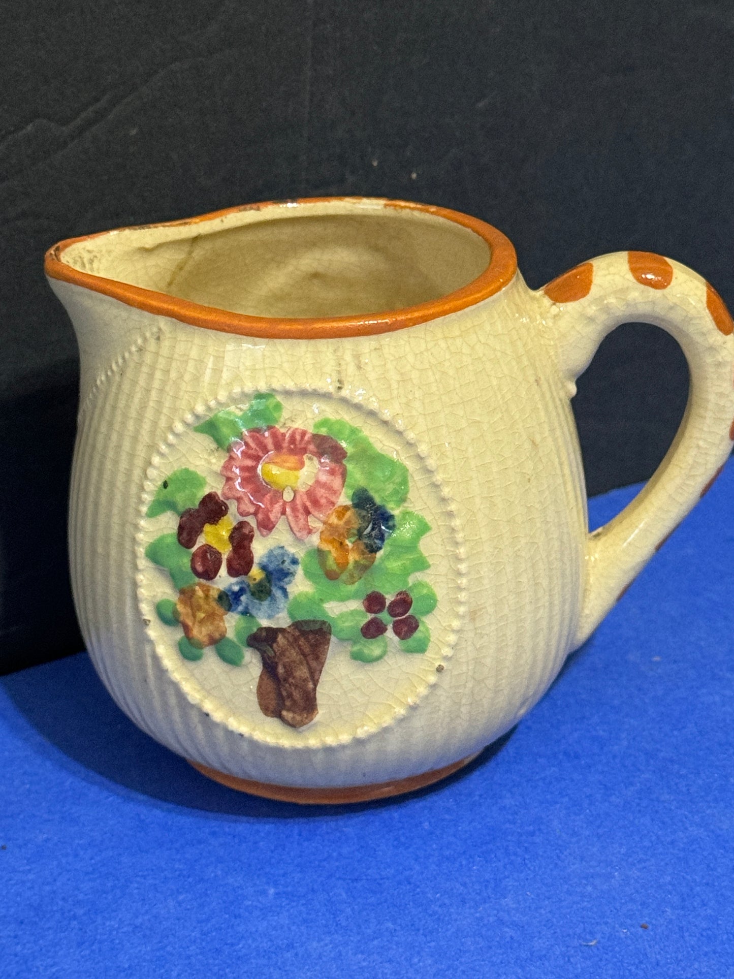 Majolica Cream and Sugar Bowl with Lid - VINTAGE