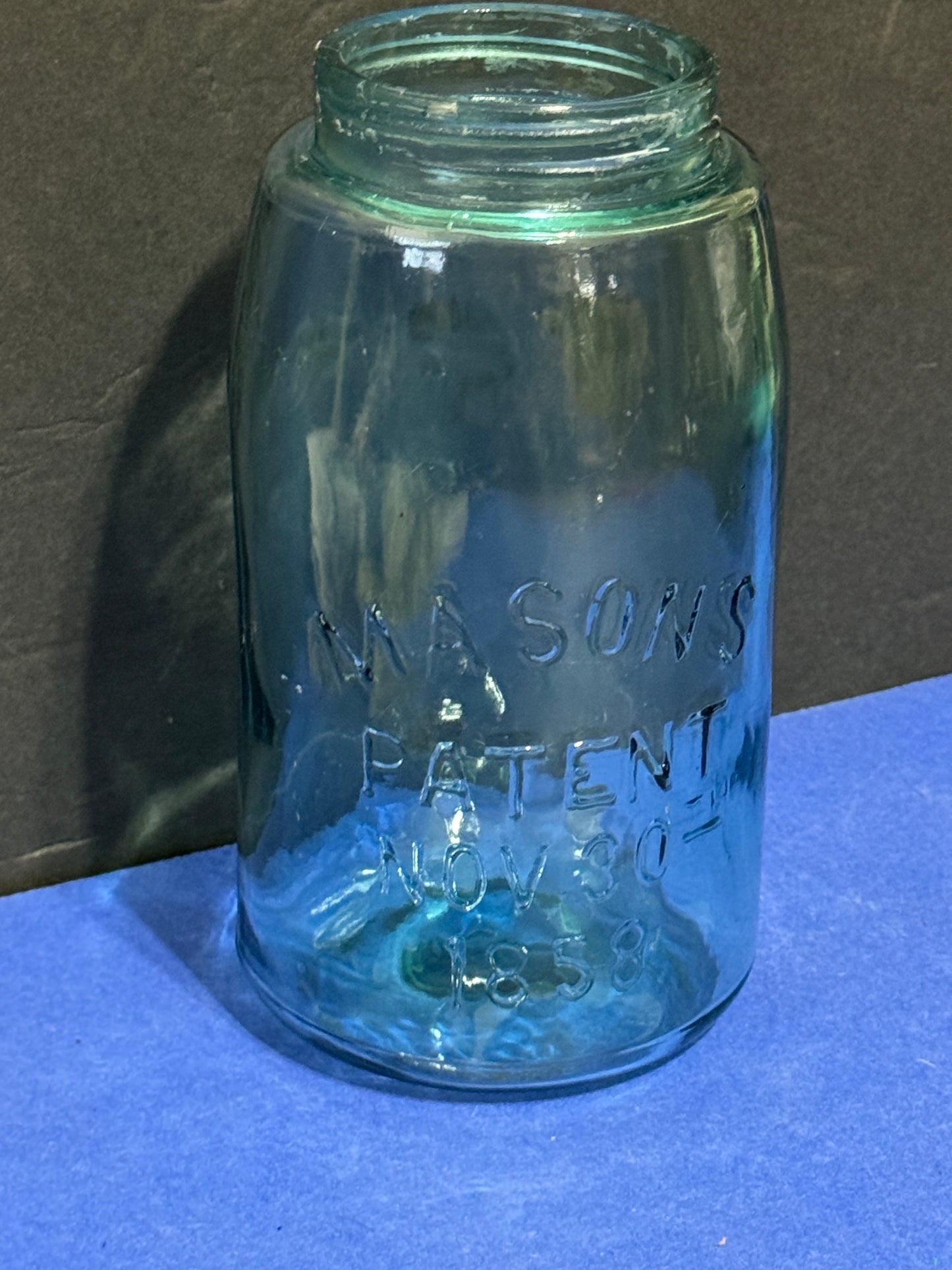 Mason Jar Nov 30 1858 Hand Blown - VINTAGE