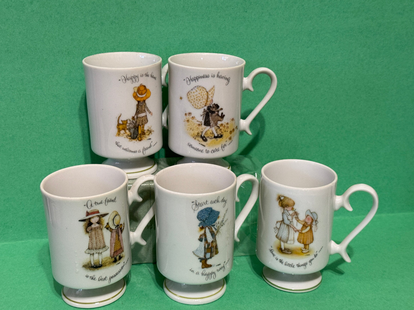 Holly Hobbie Pedestal Coffee 8 oz Mugs You Pick... - 70s Vintage