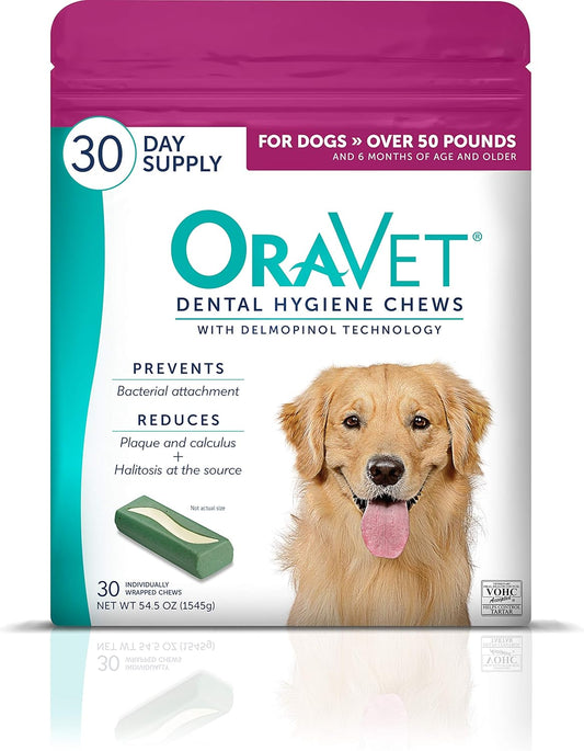 ORAVET Hygiene Dental Chews for Dogs, Large Dogs, Over 50 lb, 30 count