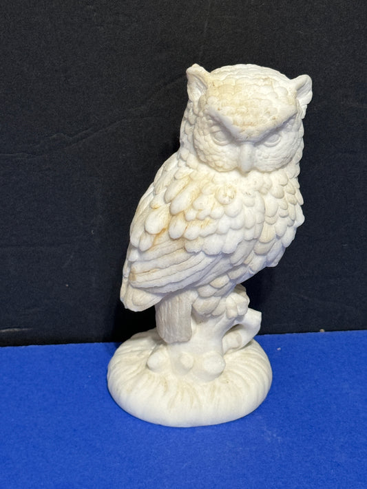 Santini Owl Figurine White Chalkware Resin Italy Statue - Vintage