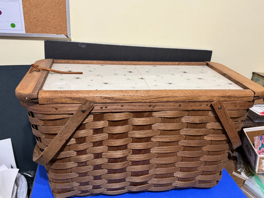 Oak Picnic Basket with slide-out doors - VINTAGE