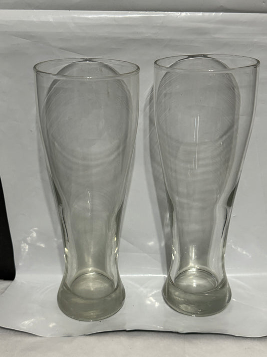 Clear Glass Pilsner Beer Glasses 9 Inches Tall Set Of 2