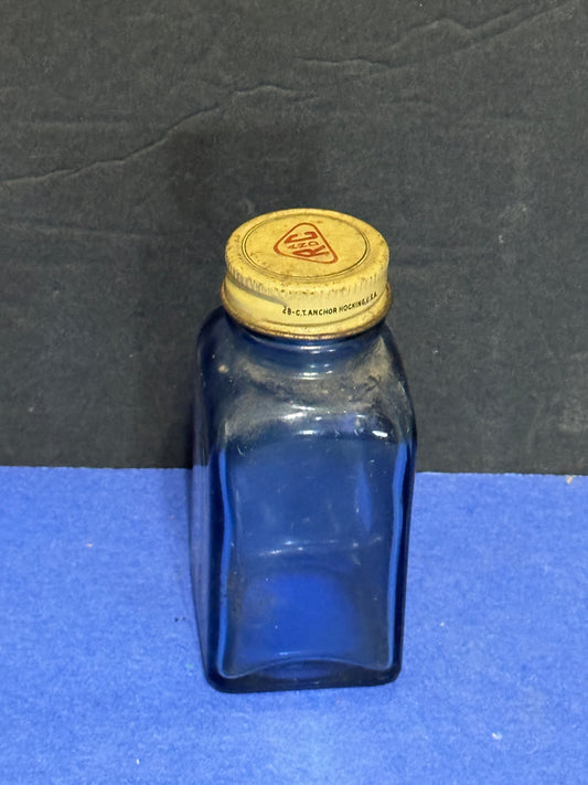 Medicine Bottle Blue with R and C on top - Vintage